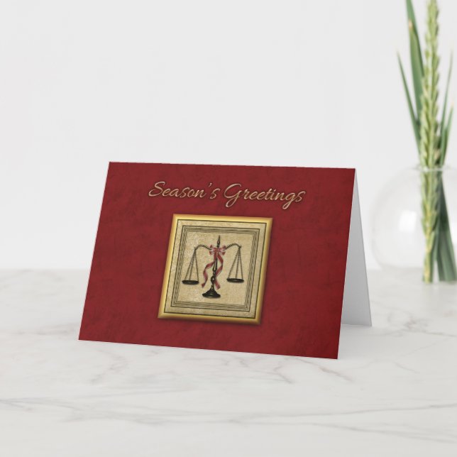Cartes Pour Fêtes Annuelles Scales de justice, procureur, voeux de vacances (Devant)