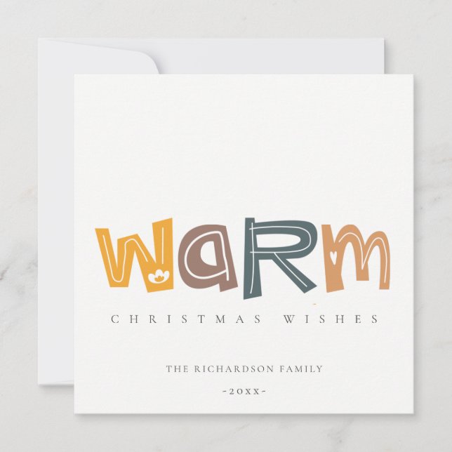 Cartes Pour Fêtes Annuelles Scandi Jaune Gris Texte Chaleureux voeux de Noël (Devant)