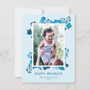 Cartes Pour Fêtes Annuelles Scandi Style Mod Bleu Famille Photo