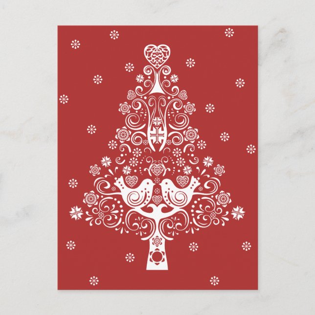 Cartes Pour Fêtes Annuelles Scandinave nordique Arbre de Noël Magie (Devant)