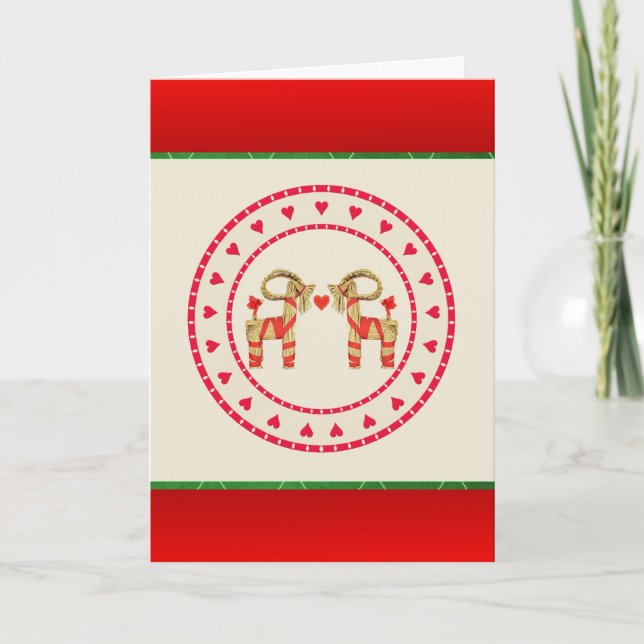 Cartes Pour Fêtes Annuelles Scandinavian Straw Goats With Hearts Christmas (Devant)