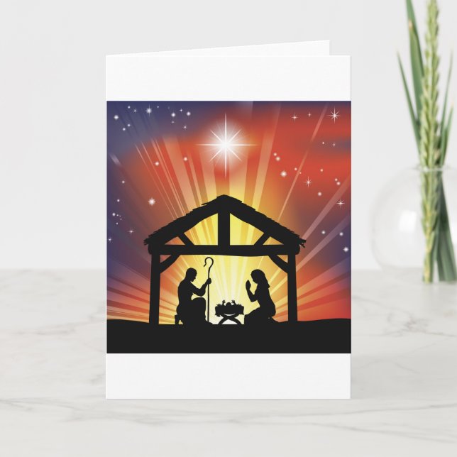 Cartes Pour Fêtes Annuelles Scène chrétienne traditionnelle de la Nativité de  (Devant)