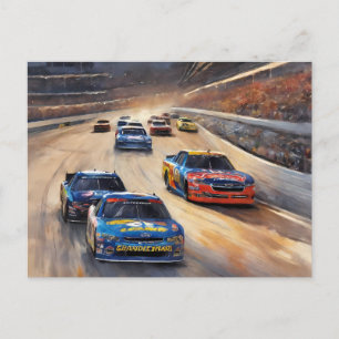 Cartes Pour Fêtes Annuelles Scène de course haute vitesse colorée au crépuscul