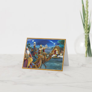 Cartes Pour Fêtes Annuelles Scène de la Nativité avec les rois mages Noël