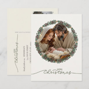 Cartes Pour Fêtes Annuelles Scène de la Nativité Bébé Jésus dans la Crèche Vot
