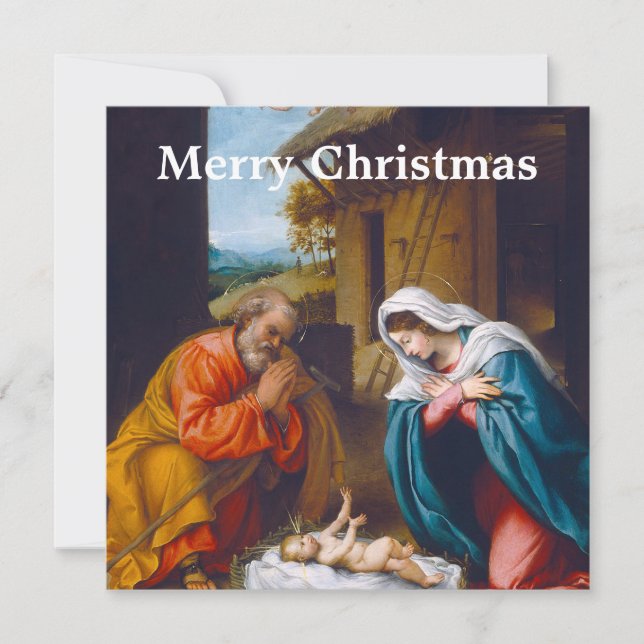 Cartes Pour Fêtes Annuelles Scène de la Nativité chrétienne (Devant)