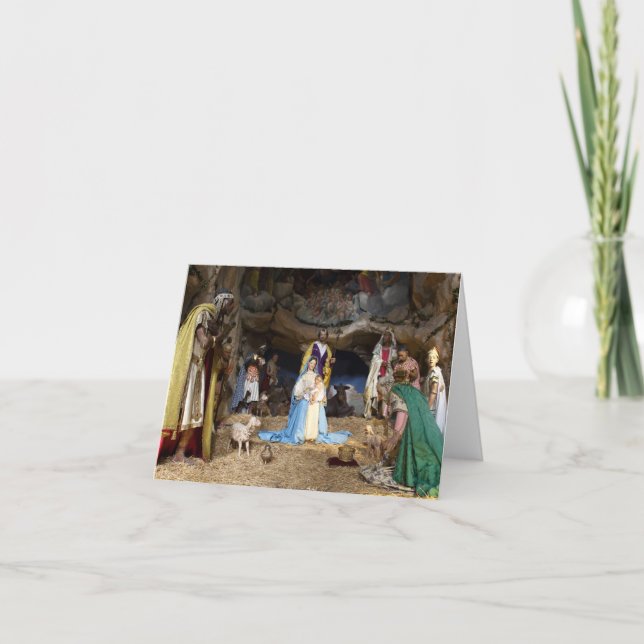 Cartes Pour Fêtes Annuelles Scène de la Nativité de Noël antique (Devant)