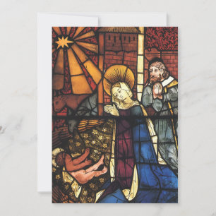 Cartes Pour Fêtes Annuelles Scène de la Nativité de Noël vintage en verre tein