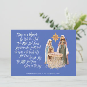 Cartes Pour Fêtes Annuelles Scène de la Nativité éloignée dans un Manger Lyric