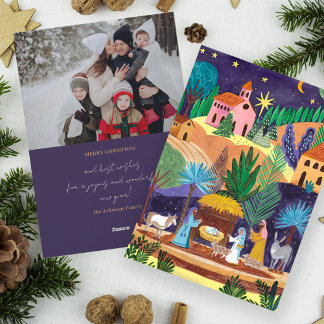 Cartes Pour Fêtes Annuelles Scène de la Nativité Famille religieuse Photo Noël