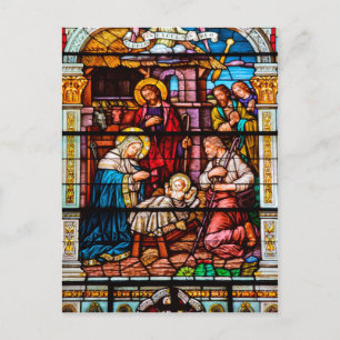Cartes Pour Fêtes Annuelles Scène de la Nativité Jésus en verre satiné