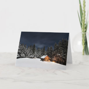 Cartes Pour Fêtes Annuelles Scène de Milou de cabine de région boisée pour la