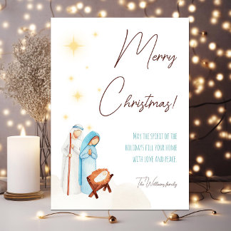 Cartes Pour Fêtes Annuelles Scène de Nativité moderne avec Bébé mignon Jésus