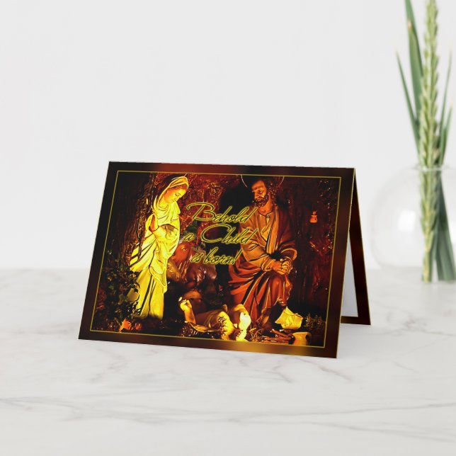 Cartes Pour Fêtes Annuelles Scène de Nativité Noël (Devant)