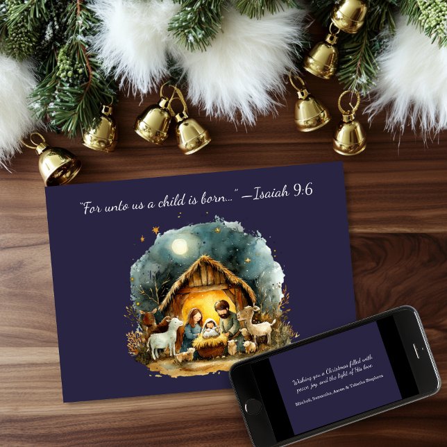 Cartes Pour Fêtes Annuelles Scène de Nativité Noël religieux (Créateur téléchargé)