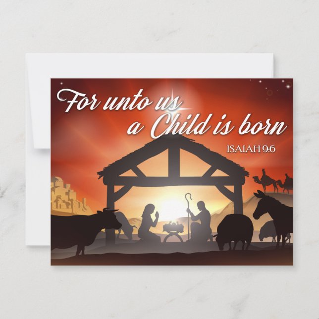 Cartes Pour Fêtes Annuelles Scène de Nativité personnalisable Noël religieux (Devant)