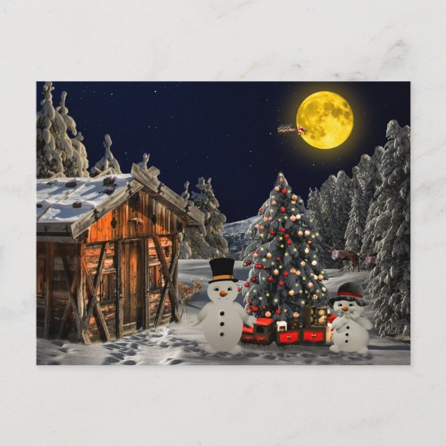 Cartes Pour Fêtes Annuelles Scène de neige de Noël (Devant)