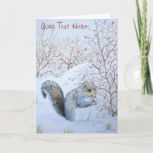 Cartes Pour Fêtes Annuelles scène de neige d'écureuil gris mignon fêtes de Noë