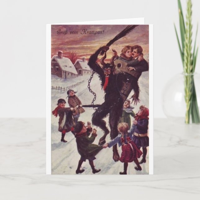 Cartes Pour Fêtes Annuelles Scène De Neige Jolly Krampus (Devant)