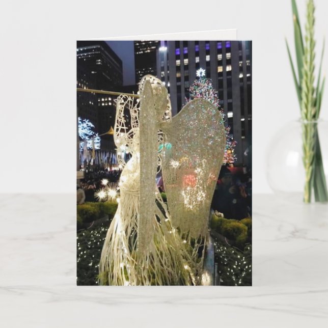 Cartes Pour Fêtes Annuelles Scène de Noël Angel Rockefeller Plaza NYC (Devant)