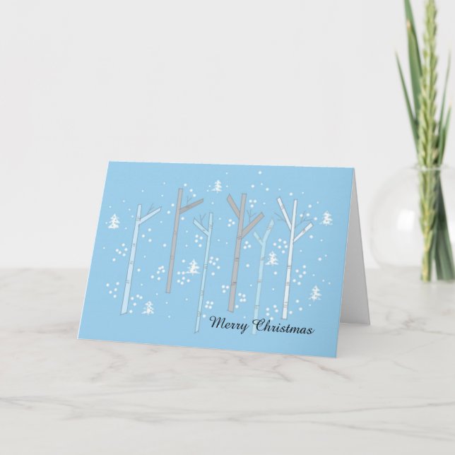 Cartes Pour Fêtes Annuelles Scène de Noël des bouleaux (Devant)