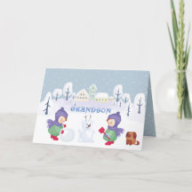 Scène de Noël Grandson Aquarelle bleue