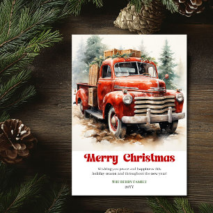 Cartes Pour Fêtes Annuelles Scène de Noël rustique classique design de voiture