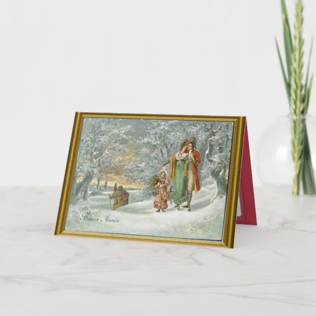 Cartes Pour Fêtes Annuelles Scène de Noël traditionnelle (Devant)