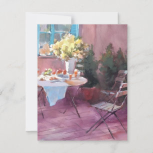Cartes Pour Fêtes Annuelles Scène De Patio En Aquarelles
