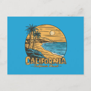 Cartes Pour Fêtes Annuelles Scène de plage californienne au coucher du soleil 