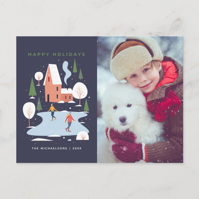 Cartes Pour Fêtes Annuelles Scène de vacances minimaliste d'hiver (Devant)