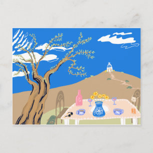 Cartes Pour Fêtes Annuelles Scène de voyage souvenir sous un olivier grec l'ap