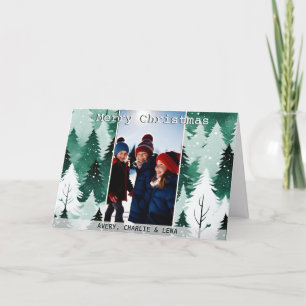 Cartes Pour Fêtes Annuelles Scène des arbres d'hiver moderne 1 Photo Noël