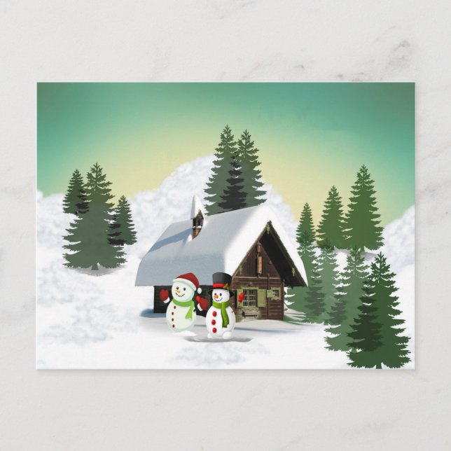 Cartes Pour Fêtes Annuelles Scène des neiges de Noël (Devant)