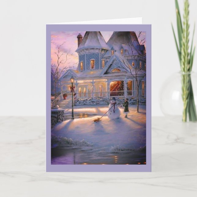 Cartes Pour Fêtes Annuelles Scène des neiges de Noël d'hiver (Devant)