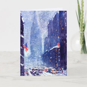 Cartes Pour Fêtes Annuelles Scène D'Hiver À Manhattan. Noël