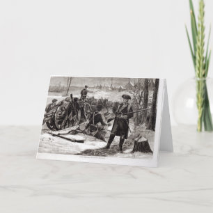 Cartes Pour Fêtes Annuelles Scène d'hiver au campement continental d'armée