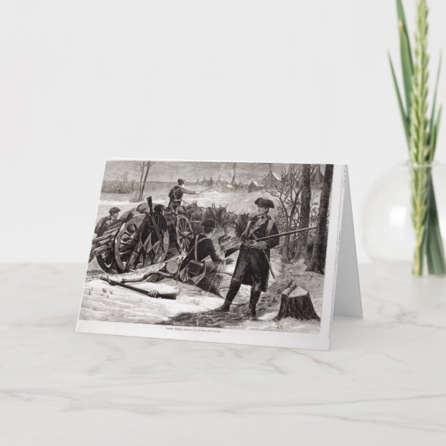 Cartes Pour Fêtes Annuelles Scène d'hiver au campement continental d'armée (Devant)