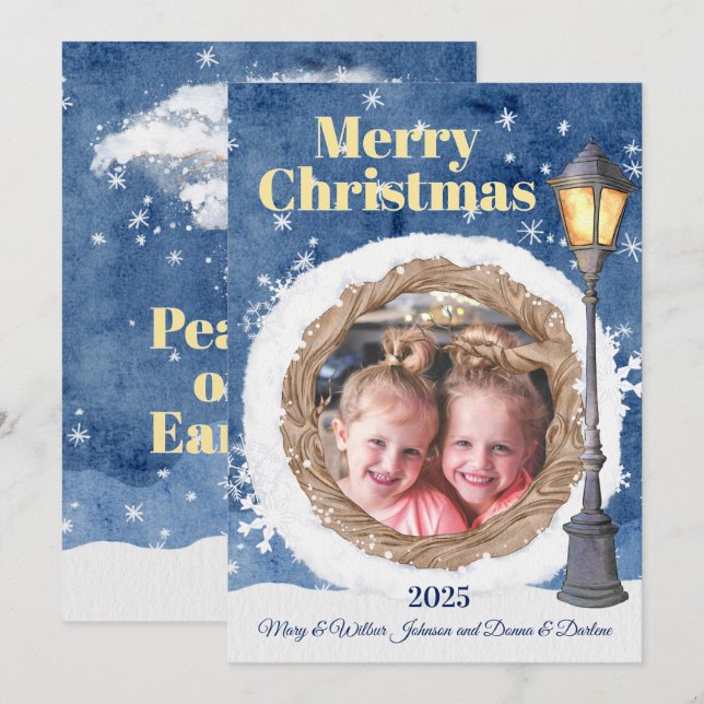 Cartes Pour Fêtes Annuelles Scène d'hiver avec Lamppost (Devant / Derrière)