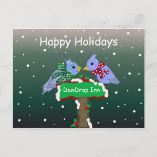 Cartes Pour Fêtes Annuelles Scène d'hiver avec petits oiseaux