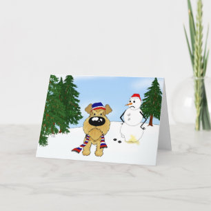 Cartes Pour Fêtes Annuelles Scène d'hiver d'Airedale Terrier