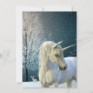 Cartes Pour Fêtes Annuelles Scène d'hiver de Unicorn vacances de neige