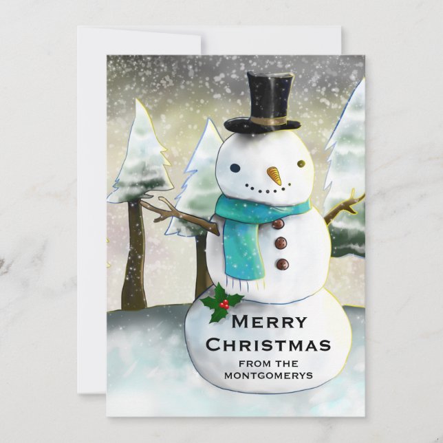 Cartes Pour Fêtes Annuelles Scène d'hiver du motoneige lunaire Noël (Devant)