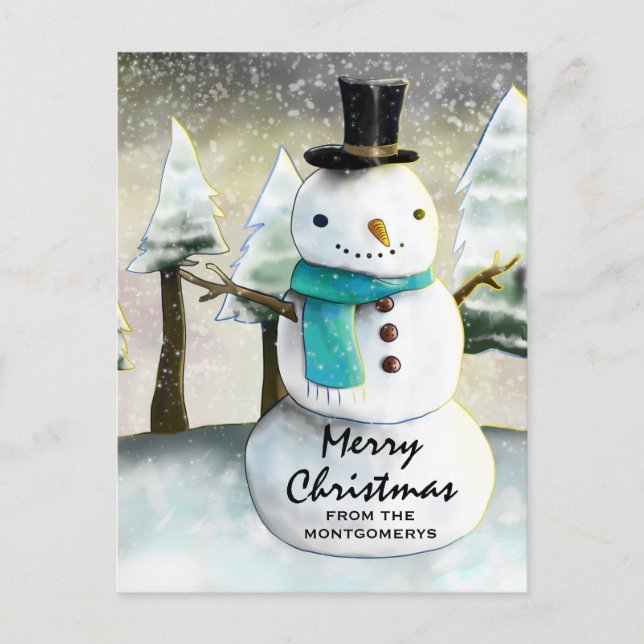 Cartes Pour Fêtes Annuelles Scène d'hiver du motoneige lunaire Noël (Devant)