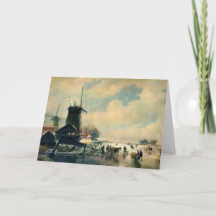 Cartes Pour Fêtes Annuelles Scène d'hiver en Hollande, peinture à l'huile