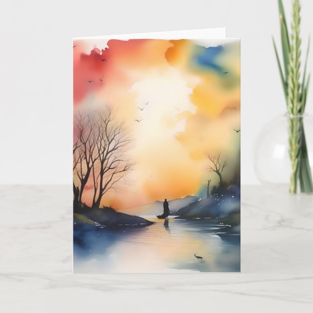 Cartes Pour Fêtes Annuelles Scène du soir d'automne A (Devant)