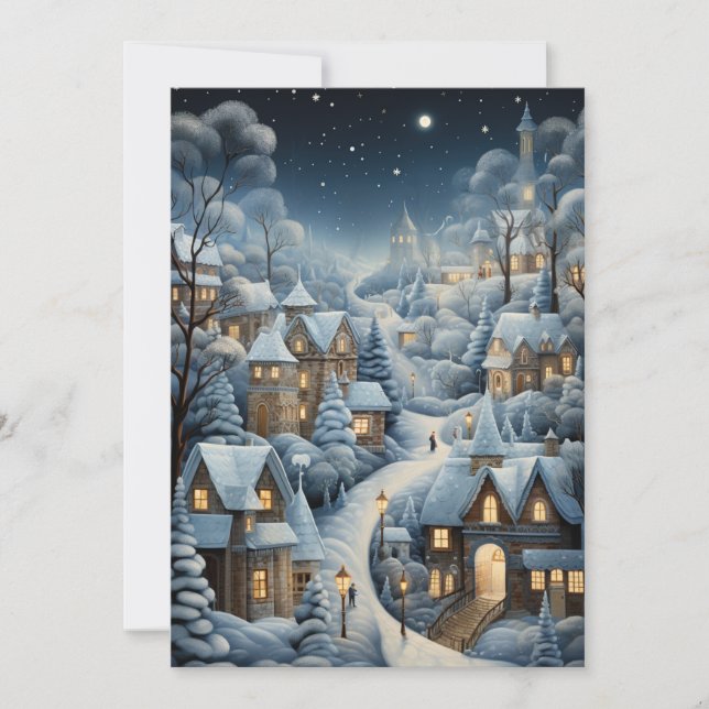 Cartes Pour Fêtes Annuelles Scène du village de Noël (Devant)