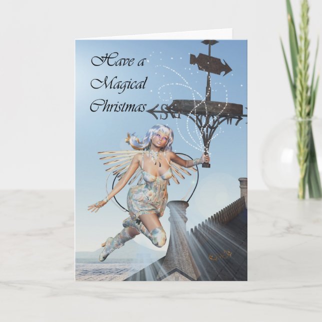 Cartes Pour Fêtes Annuelles Scène féerique de Noël, palette de temps se (Devant)
