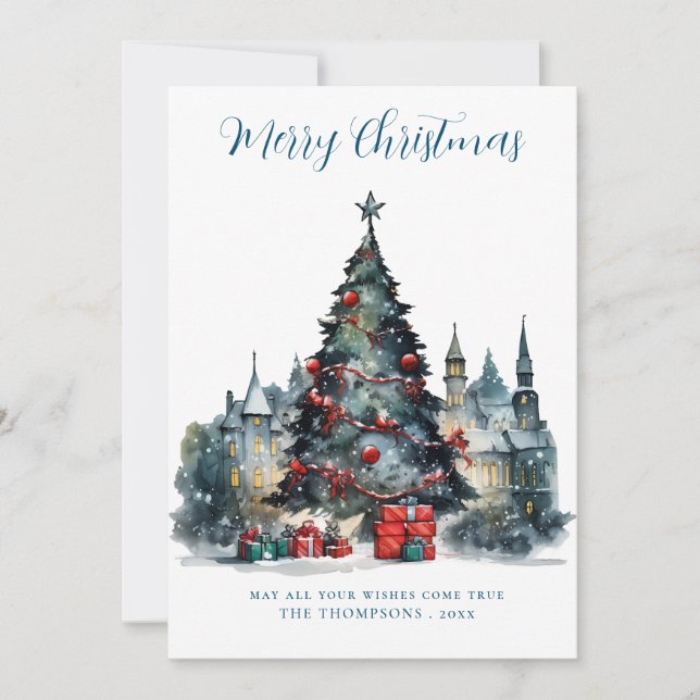Cartes Pour Fêtes Annuelles Scène festive traditionnelle Joyeux Noël (Devant)