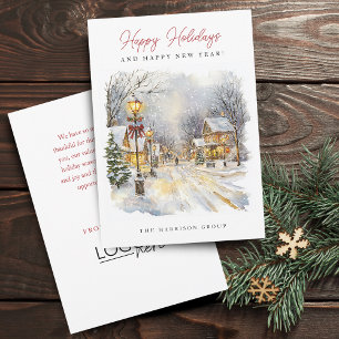 Cartes Pour Fêtes Annuelles Scène hivernale festive Votre logo Entreprise